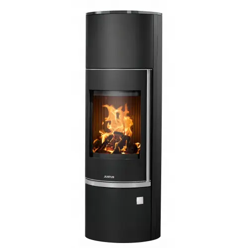 Poêle à bois Faro W+ 2.0 Acier Noir - Plaque de Recouvrement Verre - 7,0 kW - Justus Quantité Limitée