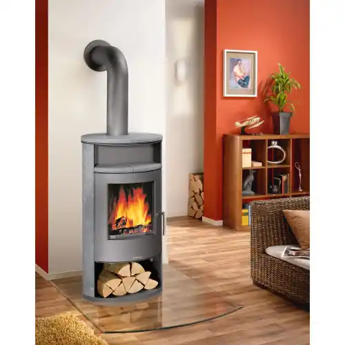 Poêle à bois hydro Island Aqua Acier Gris - Pierre Ollaire - 10/6 kW - Justus Meilleure Vente