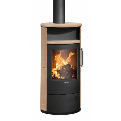 Poêle à bois Island 5 2.0 Acier Noir – Céramique Corretto – 5 kW – Justus Affaire À Saisir