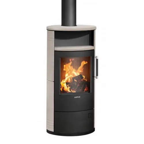 Authentique Poêle à bois Island 5 2.0 Acier Noir – Céramique Freddo – 5 kW – Justus