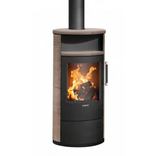 Achat Immédiat Poêle à bois Island 5 2.0 Acier Noir – Céramique Grappa – 5 kW – Justus