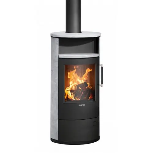 Expédition Rapide Poêle à bois Island 5 2.0 Acier Noir - Pierre Ollaire - 5 kW - Justus