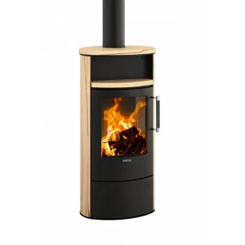 Nouvel Arrivage Poêle à bois Island 5 2.0 Acier Noir - Pierre Sable - 5 kW - Justus
