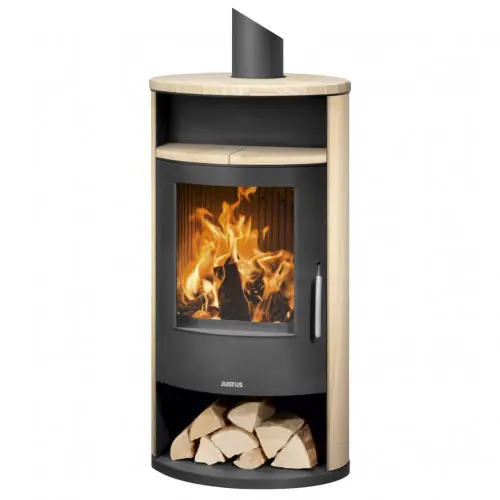Prix Cassé Poêle à bois Island 7 2.0 Acier Noir - Pierre Sable - 6,5 kW - Justus