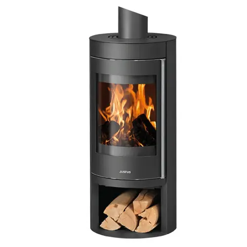 Poêle à bois Mino 2.0 Acier Noir – Dessus Acier Noir, Porte Fonte – 5,5 kW – Justus Dernier Modèle