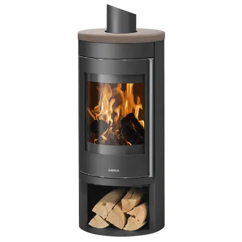 Bon Marché Poêle à bois Mino 2.0 Acier Noir – Dessus Céramique Grappa, Porte Fonte – 5,5 kW – Justus