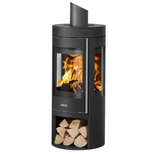 Certifié Poêle à bois Mino Trios 2.0 – 5 kW – acier noir – dessus acier noir – Justus