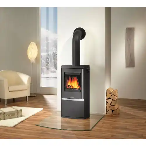 Poêle à bois Reno R Acier Noir – 6 kW – Justus Acheter En Ligne