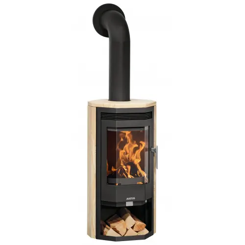 Marque Poêle à bois Usedom 5 D – Porte Fonte Noire, Pierre Sable – 5,5 kW – Justus