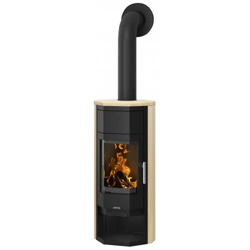 Poêle à bois Usedom 5 W+ 2.0 Acier Noir - Pierre Sable - 5,5 kW - Justus Offre Limitée