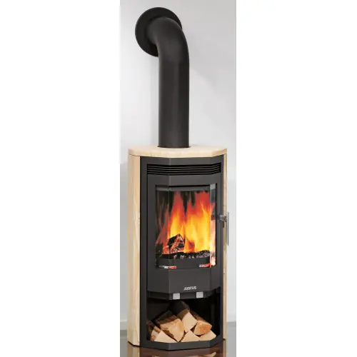 Poêle à bois Usedom 7 Acier Noir – Pierre Sable – 7 kW – Justus Bon Marché
