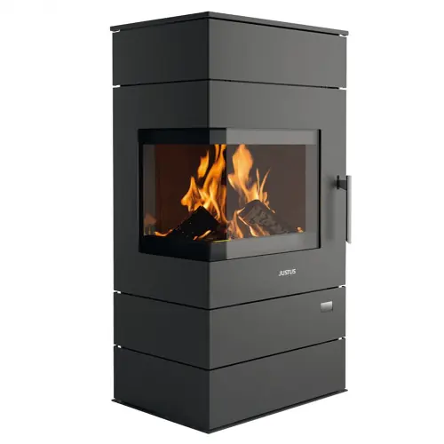 Poêle à bois Voga (W+) Acier Noir – 7 kW – Justus Haute Qualité