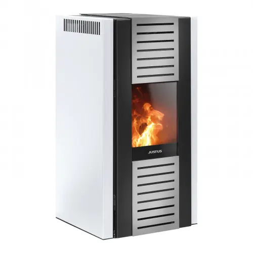 Meilleure Vente Poêle à granulés hydro Sirkos Aqua 2.0 Blanc – 2,8-9,2 kW / 7 kW pour eau – Justus