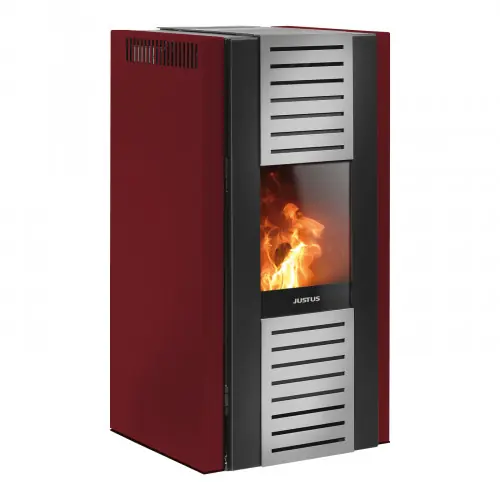 Promotion Poêle à granulés hydro Sirkos Aqua 2.0 Rouge – 2,8-9,2 kW / 7 kW pour eau – Justus