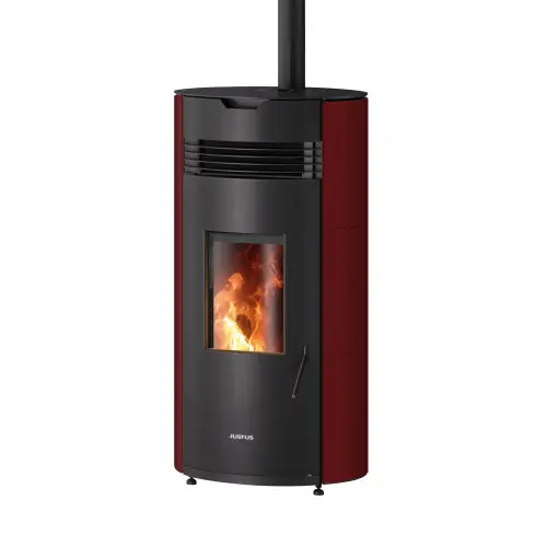 Poêle à granulés Norta Rouge, Corps Acier Noir – 2,4-8,0 kW – Justus Bon Plan