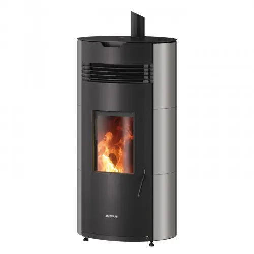 Usine Directe Poêle à granulés Norta Taupe, Corps Acier Noir – 2,4-8,0 kW – Justus