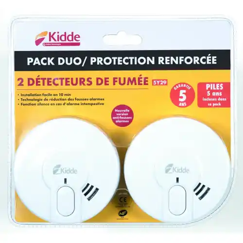Lot de 2 detecteurs de fumee KIDDE 5y29 nf, 5 ans – Kidde Top Vente