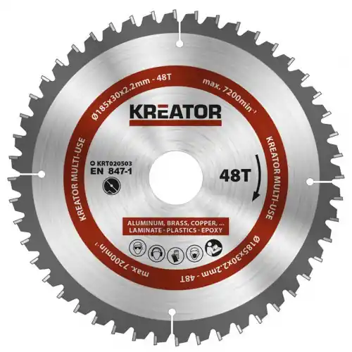 1 lame de scie circulaire 185 mm 2,2 mm 48 dents – alésage 30 mm – Kreator Seulement Aujourd&rsquo;hui