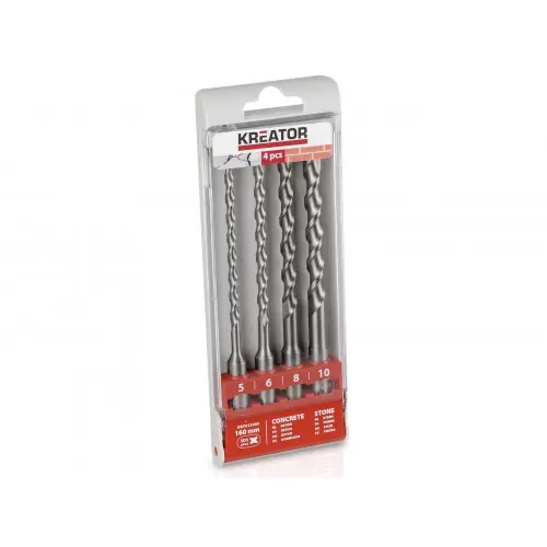 Promotion Forets SDS+ Ø 5/6/8/10×160 mm – 4 pièces – Kreator