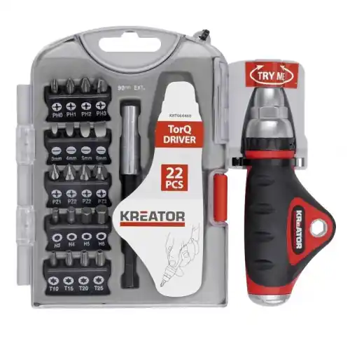 Porte-embouts en coffret avec 20 embouts de vissage (25mm) – Kreator Vente Directe