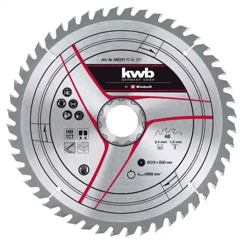 Lame de scie 216x30x2,8mm 48 dents – KWB by Einhell Quantité Limitée