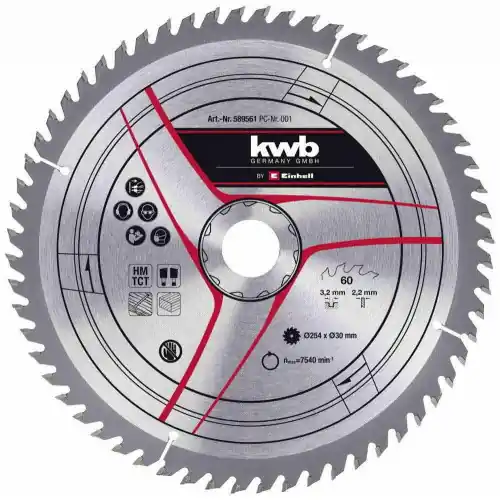 Achetez Aujourd&rsquo;hui Lame pour scie sur table diamètre 254x30x 3,2 mm, 60 dents – KWB by Einhell