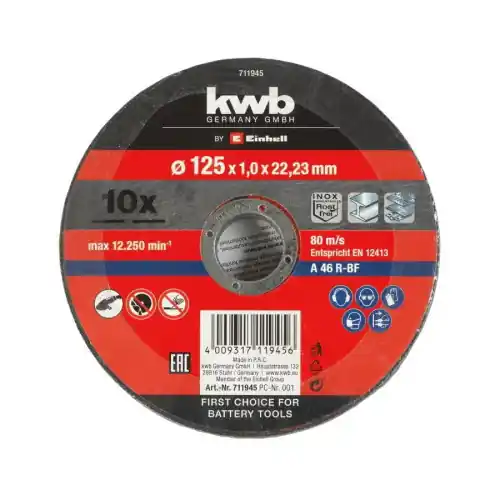 Lot de 10 disques à tronçonner 125mm - KWB by Einhell Petit Prix