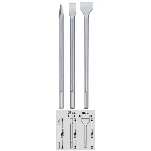 Lot de 3 burins pour marteau piqueur – KWB by Einhell Quantité Limitée