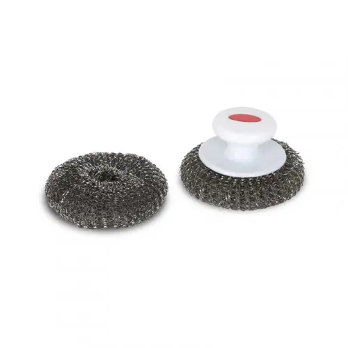 Vente Directe 2 boules inox avec poignée pour nettoyer la plaque de plancha – Ø 9,5 cm – LE MARQUIER