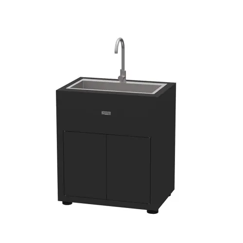 Achat Immédiat Meuble avec évier intégré, en acier noir – 80 x 55 x 92 cm – LE MARQUIER