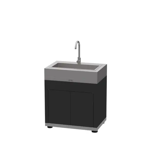 Meuble avec évier intégré, en inox et acier noir duo – 80 x 55 x 92 cm – LE MARQUIER Haute Qualité
