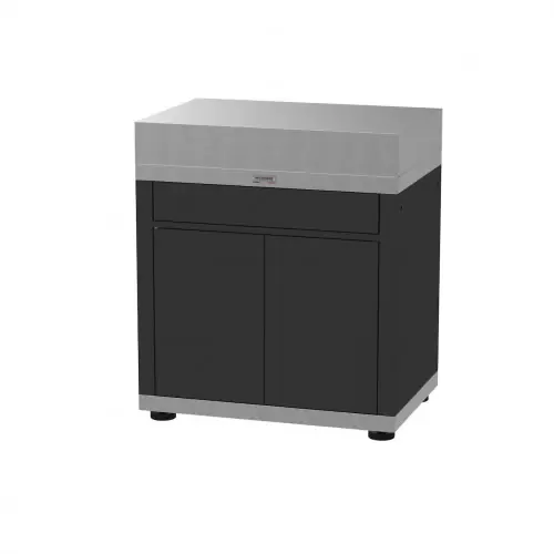 Nouvelle Collection Meuble avec tiroir Duo - 80 x 55 cm - Portes et tiroir push pull - Inox satiné et acier noir - LE MARQUIER