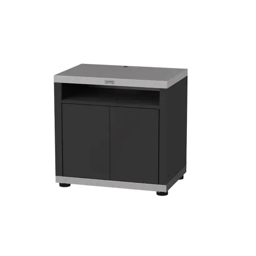 Satisfait Ou Remboursé Meuble cuisson avec tablette en inox et acier noir - 80 x 55 x 79 cm - LE MARQUIER