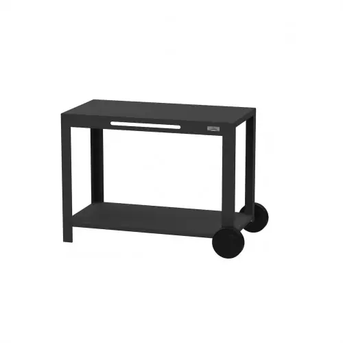 Table desserte 110 XL noire - 2 plateaux 110 x 64 cm - 2 roues - Origine France Garantie - LE MARQUIER Acheter Direct