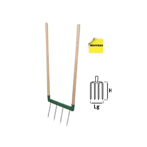 Biogrif NaturOvert 4 dents interchangeables – manche bois certifié PEFC 100% – Leborgne Dernière Chance