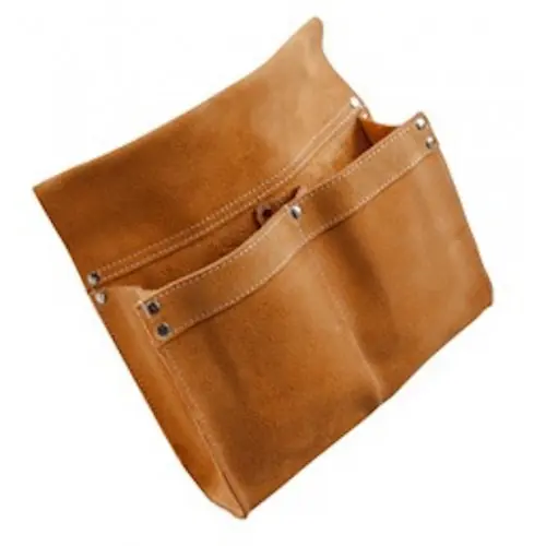 Acheter Direct Pochette à clous 2 poches – rangement chantier en croûte de cuir – Leborgne