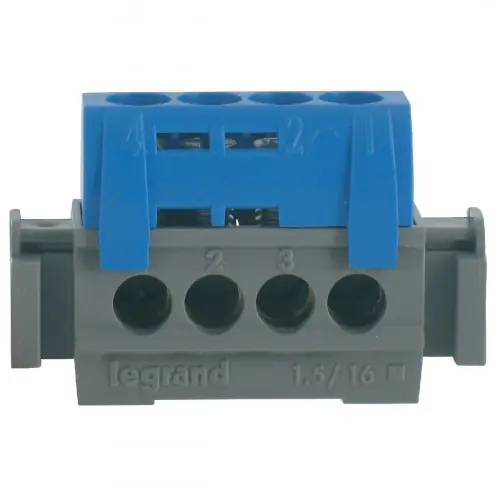 Paiement Sécurisé Bornier neutre bleu 4 bornes 16mm² – LEGRAND