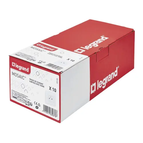 Acheter Direct Lot de 10 prises avec terre, complet, LEGRAND Mosaic, blanc – LEGRAND