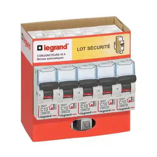 Promotion Lot de 5 disjoncteurs automatiques phase + neutre LEGRAND 10 A - LEGRAND