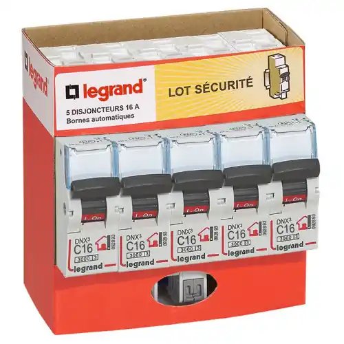 Lot de 5 disjoncteurs automatiques phase + neutre LEGRAND 16 A - LEGRAND Expédition Rapide