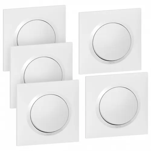 Promotion Lot de 5 interrupteurs va-et-vient complet, LEGRAND Dooxie, blanc - LEGRAND