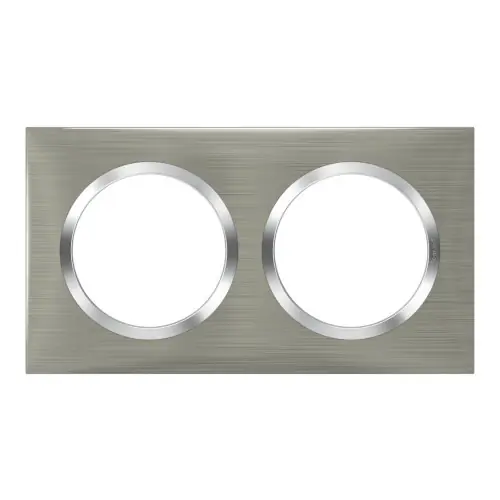 Plaque double Dooxie, LEGRAND, inox brossé – LEGRAND Nouvelle Collection