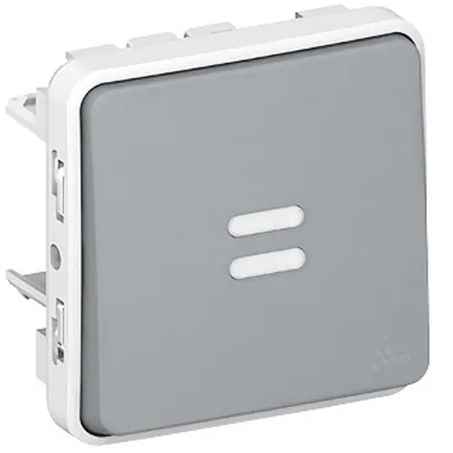 Plexo poussoir lumineux bascule gris mécanisme - LEGRAND Promotion