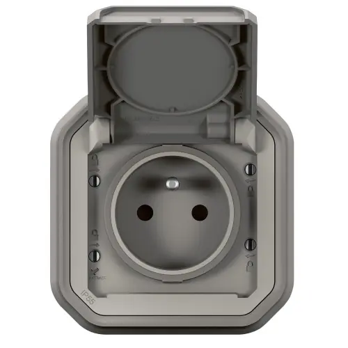 Prise avec terre étanche IP55 encastré PLEXO gris - LEGRAND Commande En Gros