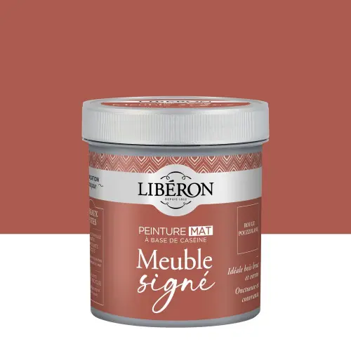 Nouvelle Collection Peinture meuble boiserie Caséine, meuble signé LIBÉRON rouge pouzzolane mat 0.5L - LIBERON