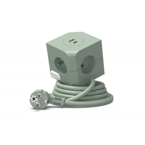 Bloc multiprise Power Cube vert 4 prises 16 A – 2 ports USB 3680 W – Link2home Haute Qualité