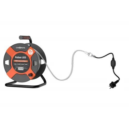 Enrouleur LED 25 m 1000 lm – ruban lumineux de chantier 220-240 V – Link2home Jusqu&rsquo;à Épuisement Des Stocks