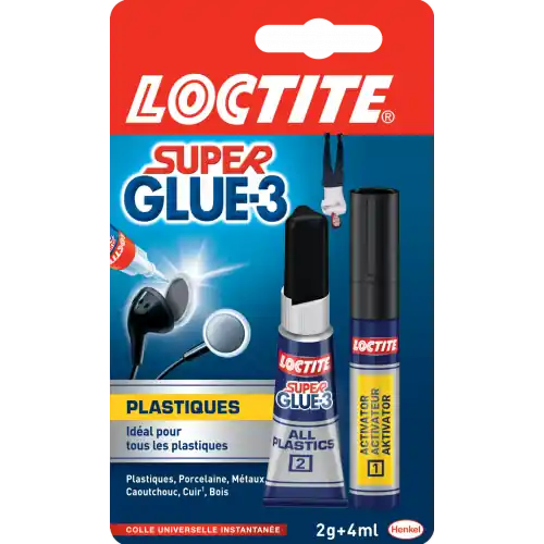 Marque Colle glue liquide Super glue 3 plastique LOCTITE, 2 g – Loctite