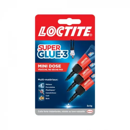 Prix Choc Super glue 3 cyanoacrylate LOCTITE, 3 X 1GR - Loctite