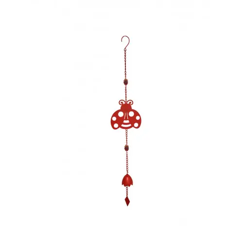 Carillon coccinelle rouge 17,5 x 6,5 x 92 cm – acier époxy – cloche décorative – Louis Moulin Acheter Direct